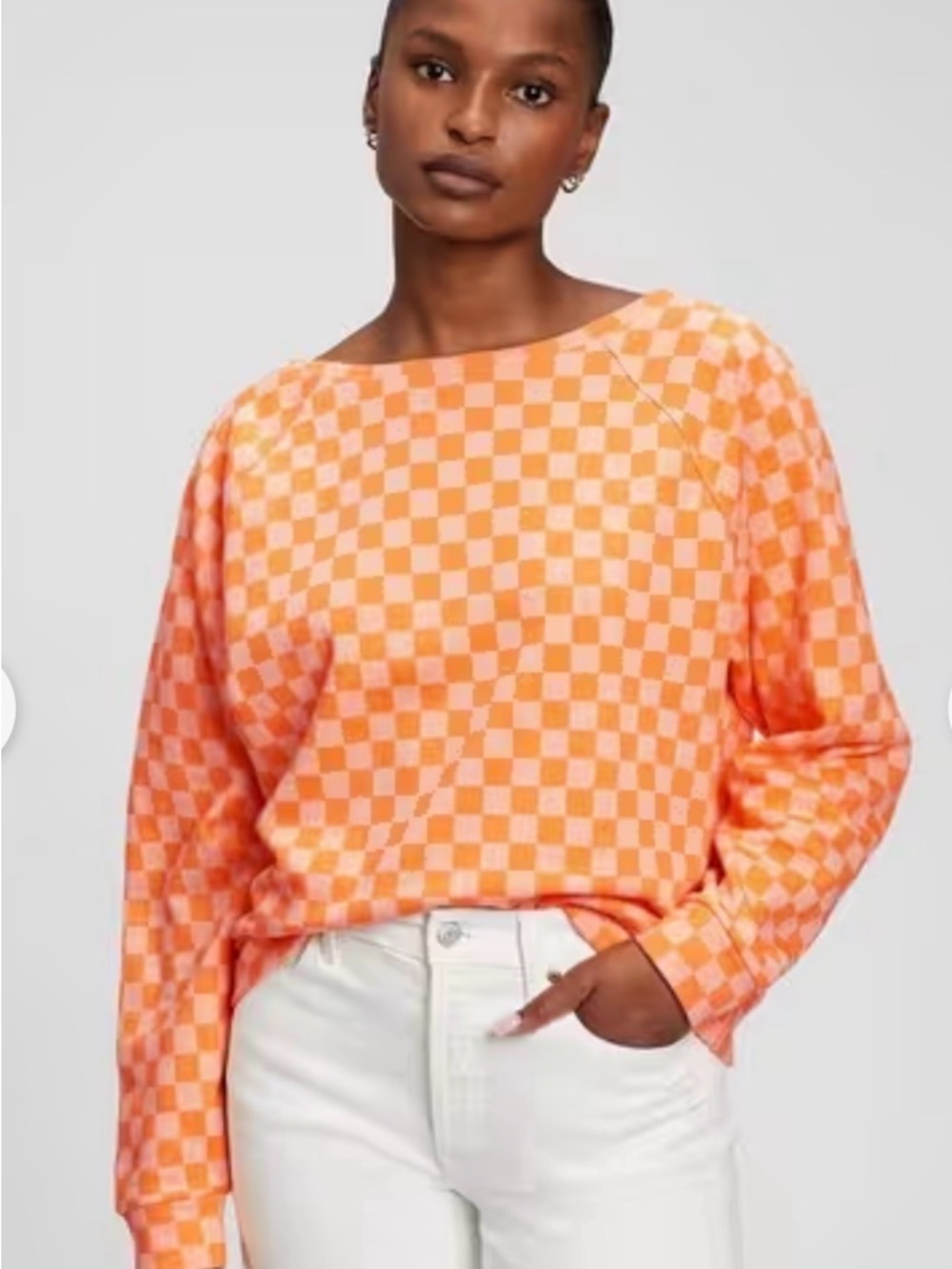 Gap crop checkered sweatshirt medium like new